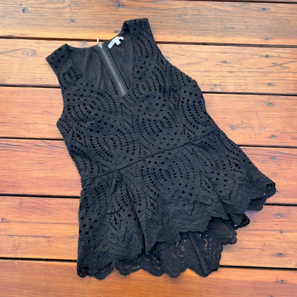 Willow & Clay Black Lace/Crochet Peplum Blouse